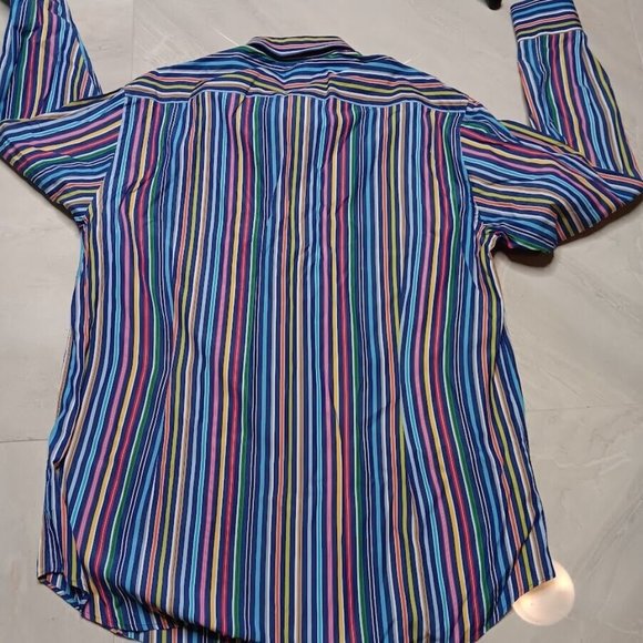 Paul & Shark Yachting Shirt Mens 44 Colorful Striped Cotton Made in Italy 44/XL - Picture 4 of 6